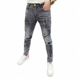 Nuevo Primavera Invierno Diseñador de alta calidad Taladro caliente Marca barata Pantalones para hombres Ropa de lujo Vaquero Cepillado Denim Masculino Slim Jeans M2NO #