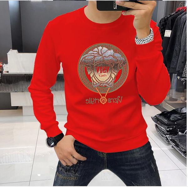 Nueva primavera invierno para hombre de manga larga de terciopelo sudaderas con capucha Sweatershirts camiseta de los hombres niños Hot Diamond círculo Moda hombre Marca Top polar negro letras impresas con capucha