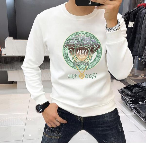 Nouveau printemps hiver hommes à manches longues sweats à capuche en velours Sweatershirts hommes T-shirt garçons Hot Diamond Bing style mode homme marque Top polaire blanc lettres imprimées à capuche