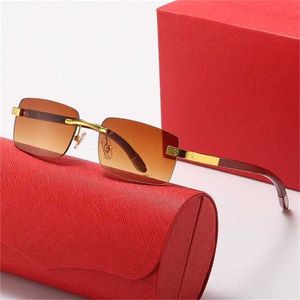 Nouvelle jambe en bois de printemps Piece carrée sans cadre masculine et femme Street Photo Fashion Sunglasseskajia Nouveau