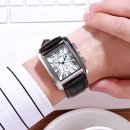 Nieuw vierkant casual modetrend zakenlieden sportpersoonlijkheid nep drie ogen zes naald Romeinse schaal cool horloge