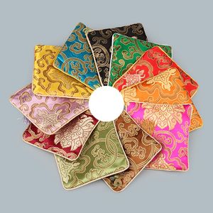 Carré Style chinois broderie bijoux affichage emballage pochettes fermeture éclair fête de mariage faveur cadeau chanceux sacs en soie