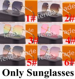 Nieuwe vierkante mode zonnebril vrouwen frameloze gradiënt zonnebril vrouwen merk designer retro roze outdoor lentes uv400 5 stks L16 snel schip