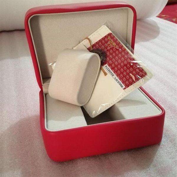Nouveau carré rouge pour Om ega boîtes montre livret étiquettes de cartes et papiers en anglais montres boîte originale intérieure extérieure hommes montre-bracelet 255t