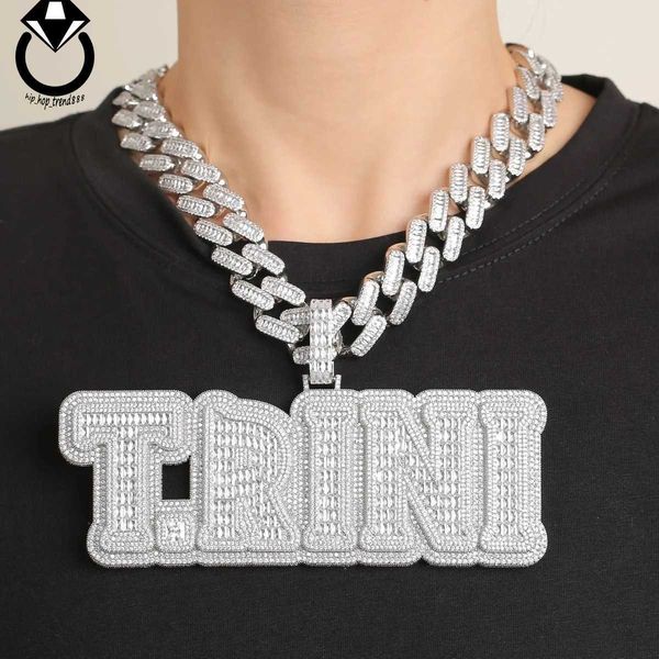 Pendentif alphanumérique carré en Zirconium, ensemble de cuivre de rue Hip Hop, diamant en Zircon, ornements de collier pour hommes et femmes, nouvelle collection