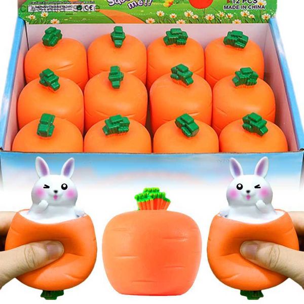 Nouveau presser carotte lapin tasse jouets enfants soulagement du stress pincement jouet Fidget décompression jouet sensoriel pour enfant adulte bébé cadeau