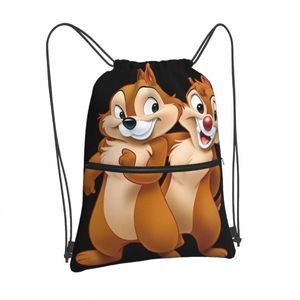 Nouveaux sacs à cordon de puce d'écureuil Sacs à dos Sac de rangement d'épaule de chaîne d'école Étudiant mignon Carto Animati Couleur légère p6cb #