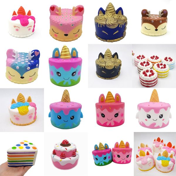 Nuevo Squishy Toy pastel de unicornio Helado Fútbol caballito de mar acaleph hamburguesa gato squishies Levantamiento lento 10 cm 15 cm Apretón suave Regalo lindo juguete para niños