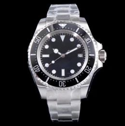 NUEVO ST9 Reloj Stanless Steel Deep Men Ceramic Bisel Black Dial Glide Lock Broche Automático Business Casual mens Relojes reloj de pulsera