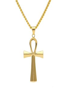 NIEUW RVS Ankh ketting Egyptische sieraden Hip Hop hanger Iced Out Gold Key To Life Egypte ketting 24