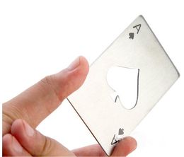 Nouveaux ouvre-bouteilles de bière en acier inoxydable Silver Poker Playing Cards Spades Un ouvre-bouteille Portable Outdoor gadgets