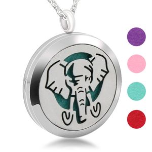 Nouveau collier d'éléphant sacré creux sculpté en acier inoxydable accessoires pendentif huile essentielle d'aromathérapie