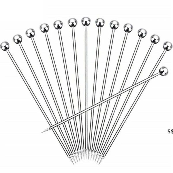 Nuevos palillos de cóctel de acero inoxidable, palillos de frutas, palillos de cristal de Martini, tenedores de postre, palitos, agitador de mezcla, venta al por mayor