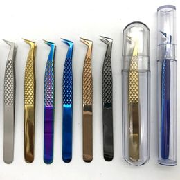 Nieuwe roestvrijstalen wimpers Tweezers Professional voor wimpersuitbreiding Gouddecor Anti-statische wenkbrauw Tweezers wimperverlenging- Gouden Decor Wenkbrauwen Pweezers