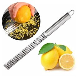 Nieuwe roestvrijstalen handheld Citrus citroen zester rooster lange chocoladekaasmolen grinder fruit peeler gember knoflook keuken toolong chocoladekaasmolen