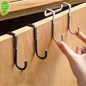 Gancho de acero inoxidable sin perforaciones, gancho doble en forma de S, para cocina, baño, puerta de armario, tipo trasero, colgador de almacenamiento para abrigos y toallas