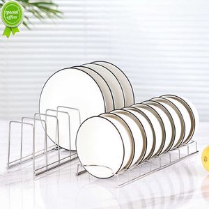 New Stainless Steel Kitchen Organizer Dish Rack Household Kitchen Drainage Rack Cooking Dish Pan Cover Stand Kitchen Accessories