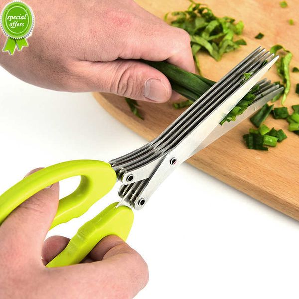 Nuevos cuchillos de acero inoxidable, tijeras de cocina multicapa para cebolla, cortador de cebollino, hierbas, Laver, especias, accesorios de herramientas de cocina