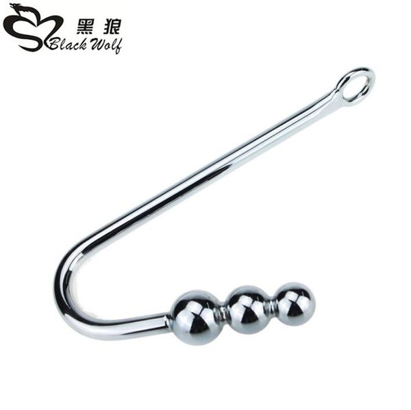 Nuevo gancho de metal de metal de acero inoxidable con orificio de bola Buttug Dilator Massager Massager SM Bondage Sex Toy para hombre Y20042221269669