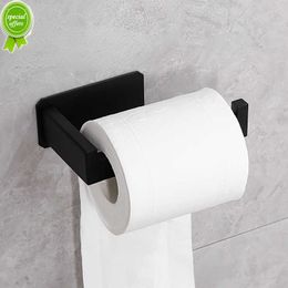 Nouveau porte-rouleau de papier toilette en acier inoxydable auto-adhésif dans le support de papier de soie de salle de bain finition noire Installation facile sans vis