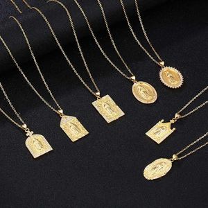 Nouveau collier pendentif Vierge en acier inoxydable Gold Bijoux Collier en cristal pour hommes