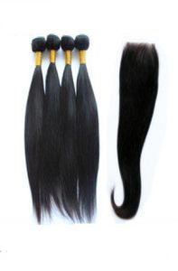 Nueva estrella sin procesar el cabello virgen brasileño estilo recto 4bundles con 44 Cierre de encaje Grado 6A WeftClosion5405539