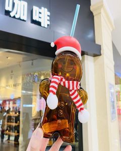 Nieuwe Starbucks Kerstmis Gingerbread Man Glass Strobeker met sjaal 730 ml koffiekopje voor out deur 8682160