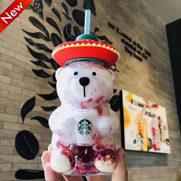 Nuevo Starbucks estilo latinoamericano México osito taza de café vaso de paja taza de agua fría cup241q