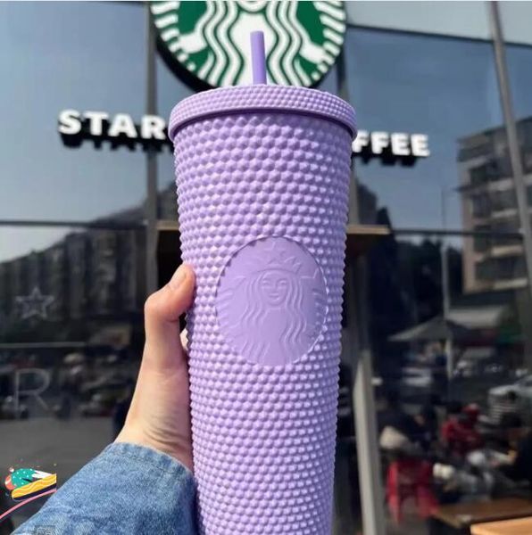 Nouveau Starbucks Clouté Drinkware Gobelets 710MLwith logo Tasse à café en plastique Bright Diamond Starry Straw Cup Durian Cups Gift Product