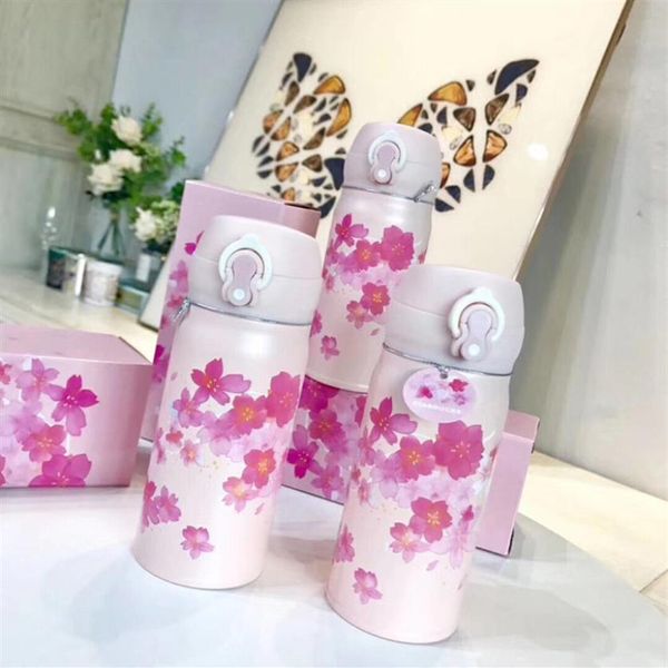 Nouveau Starbucks THERMOS Cherry Blossom Rhythm rose Tasse à vide en acier inoxydable Sakura Season out dooor sport Tasse d'accompagnement 3500ml313I