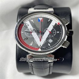 NIEUWE STALENKOSTEN ZWART WHITE V DIAL Japan Quartz Chronograph Mens Watch Black Leather Riemen Horloges Stopwatch Puretime F04A1250E