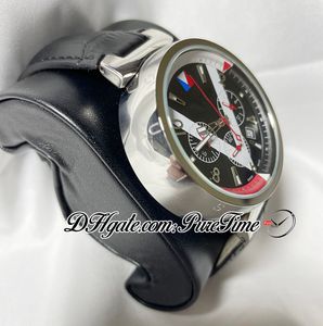 Nieuwe Stalen Kast Zwart Wit V Wijzerplaat Japan Quartz Chronograaf Herenhorloge Zwart Lederen Band Heren Horloges Stopwatch Puretime F04a1212a