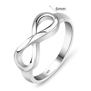 Nouveau Sterling Silver Infinity Ring Sign Charm Band Ring pour les femmes Fashion Jewelry Gift Drop Shipping