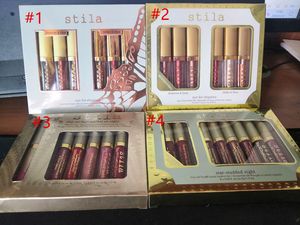 Nieuwe Stila Blijf de hele dag Sparkle All Night Liquid Lipstick Vakantie Set Kit 6 stks 8pcs Lipgloss Set Dropshipping