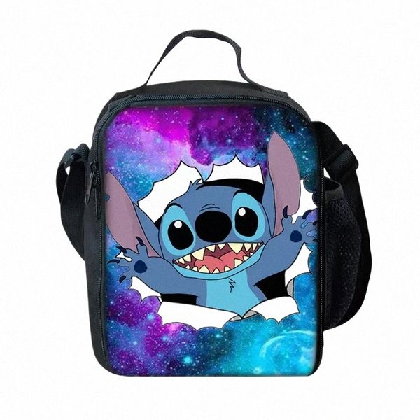 Nuevo Stitch Boys Girls Kids Caja de almuerzo con aislamiento portátil Bolsas Menger Bolsa de picnic con aislamiento Bolsa de almuerzo Satchel Tote d0Mc #