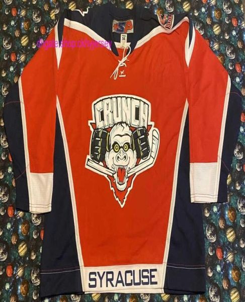 Nuevo cosido retro barato SP AHL Syracuse Crunch Fight Strap Hockey Jersey Hombres Niños Throwback Jerseys1868470