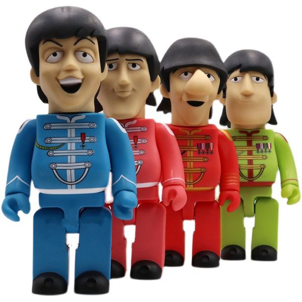 Nuevas existencias bloques de construcción Bearbrick violencia oso beatles corazón solitario 4 accesorios para muñecas mango de juego de moda 400% 28CM