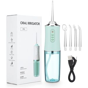 50 % de descuento en irrigadores bucales, perforador de dientes eléctrico portátil, capacidad de 220 ML, 3 modelos, 360 °, limpia tus dientes, blanco, rosa, verde, 3 colores 2141