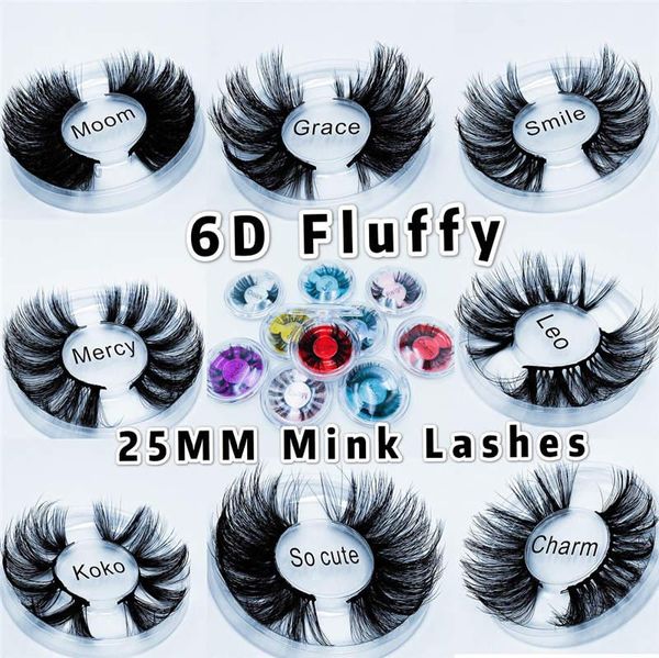 Gros 25mm 6D Faux Mink Lashes Naturel Long Faux Cils Volume Faux Cils Maquillage Extension Cils Maquiagem Logo Personnalisé Gratuit