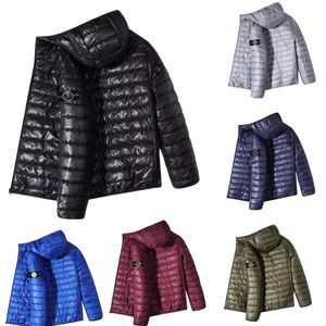 Nieuwe stenen parka's Down Jacket Mens Down Cotton-Padded Dunne Dikke Dikke herfst Winterontwerper Zipper Hooded Autumn Coat voor mannen en vrouwen