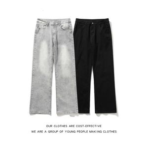 Nieuwe jeans met rechte pijpen voor heren, lente, losse en trendy merk Distressed High Street Vibe Amerikaanse retro stretch casual broek