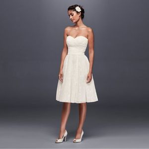 NOUVEAU! Robe de mariée courte en dentelle sans bretelles chérie longueur au genou dos ouvert robes de mariée robes simples pas cher WG3826