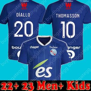 Neues Straßburg-Männer-Kinderheim-Fußball-T-Shirt 22 23 Maillot De Foot Gameiro Thomasson Lienard Mothiba Sissoko Storcki Freizeittrend 662ess