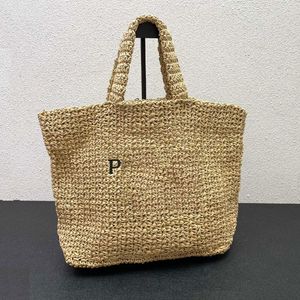 Nuova borsa tote con tessitura in paglia Borsa da spiaggia firmata di abbinamento quotidiano alla moda Borsa in erba Lafite Borsa a tracolla per vacanze al mare di grande capacità Borse per la spesa