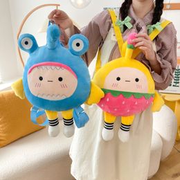 Mochila de juguete de peluche para bebé, huevo de fresa, dibujos animados, monedero cero para teléfono móvil con un hombro