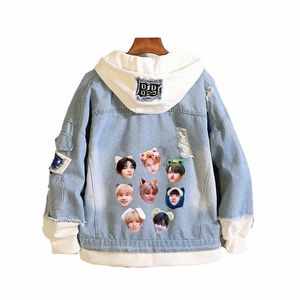 Nieuwe Verdwaalde Kinderen Kpop Kostuums Jassen Mannen Vrouwen Fi Trend Y2k Denim Jas Lente Herfst Casual Capuchon Uitloper Jas 2023 r8Dq #