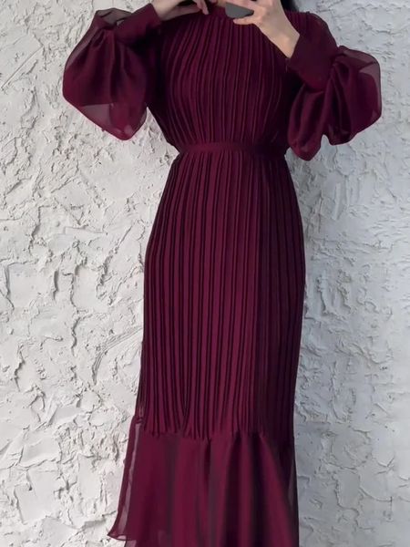 Robe de soirée élégante à manches longues et col rond pour femme, nouvelle collection printemps/été 2024, 240108