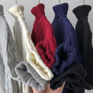 Nieuwe Streetwear Nieuwe Modemerk Heren Knit Revers Lange Mouw Turtleneck Turtleneck Effen Kleur Regelmatige trui voor Mannen Winter H