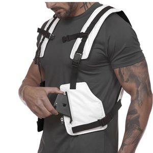 Nieuwe Streetwear Tactische Vest Mannen Hip Hop Street Style Borst Rig Telefoon Tas Mode Reflecterende Strip CargoWaistcoat met Pockets243f