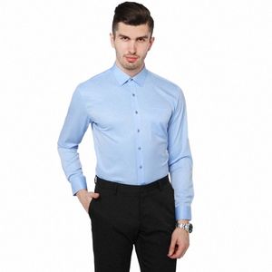 Nieuwe Stretch Anti-Rimpel Cott Heren Shirts Lg Mouw Dr Shirts Voor Mannen Slim Fit Camisa Sociale Busin blouse Wit Overhemd 28Cw #